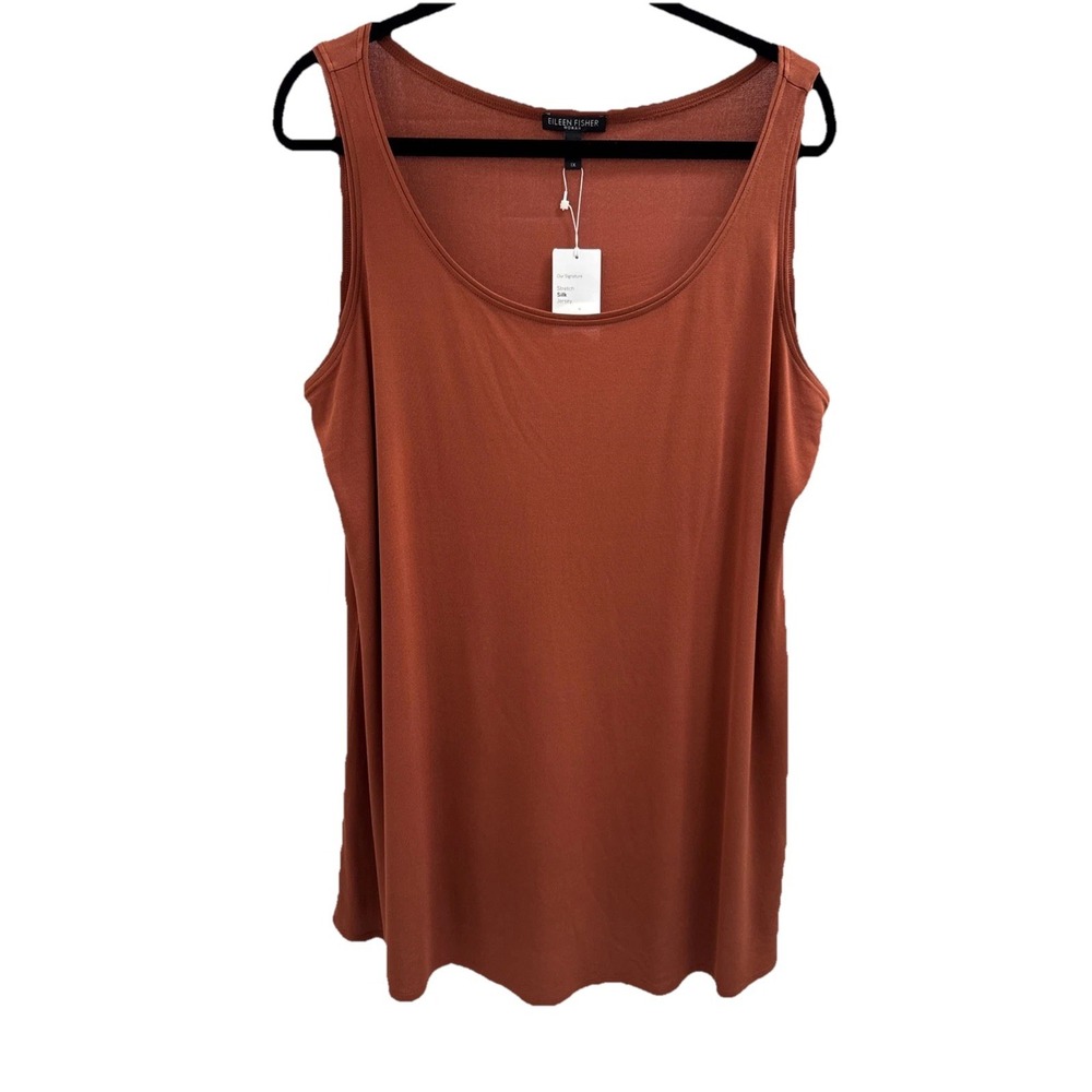 NWT Eileen Fisher Carmel Stretch Silk Jersey Scoop Neck Tunic 1X Closet Staple